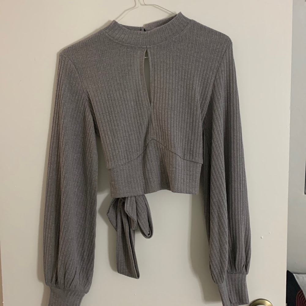Grey crop top with open back